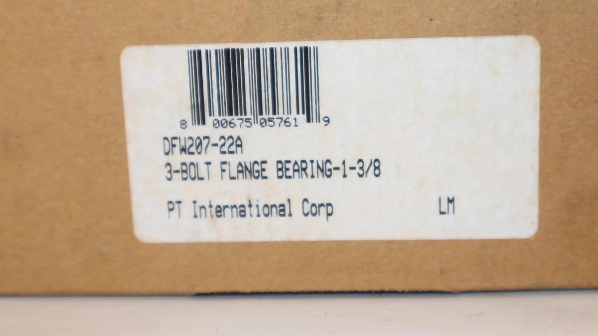 PTI Flange Bearing DFW20722A DFW35 DFW207-22A 1-3/8" 3-Bolt (NIB)
