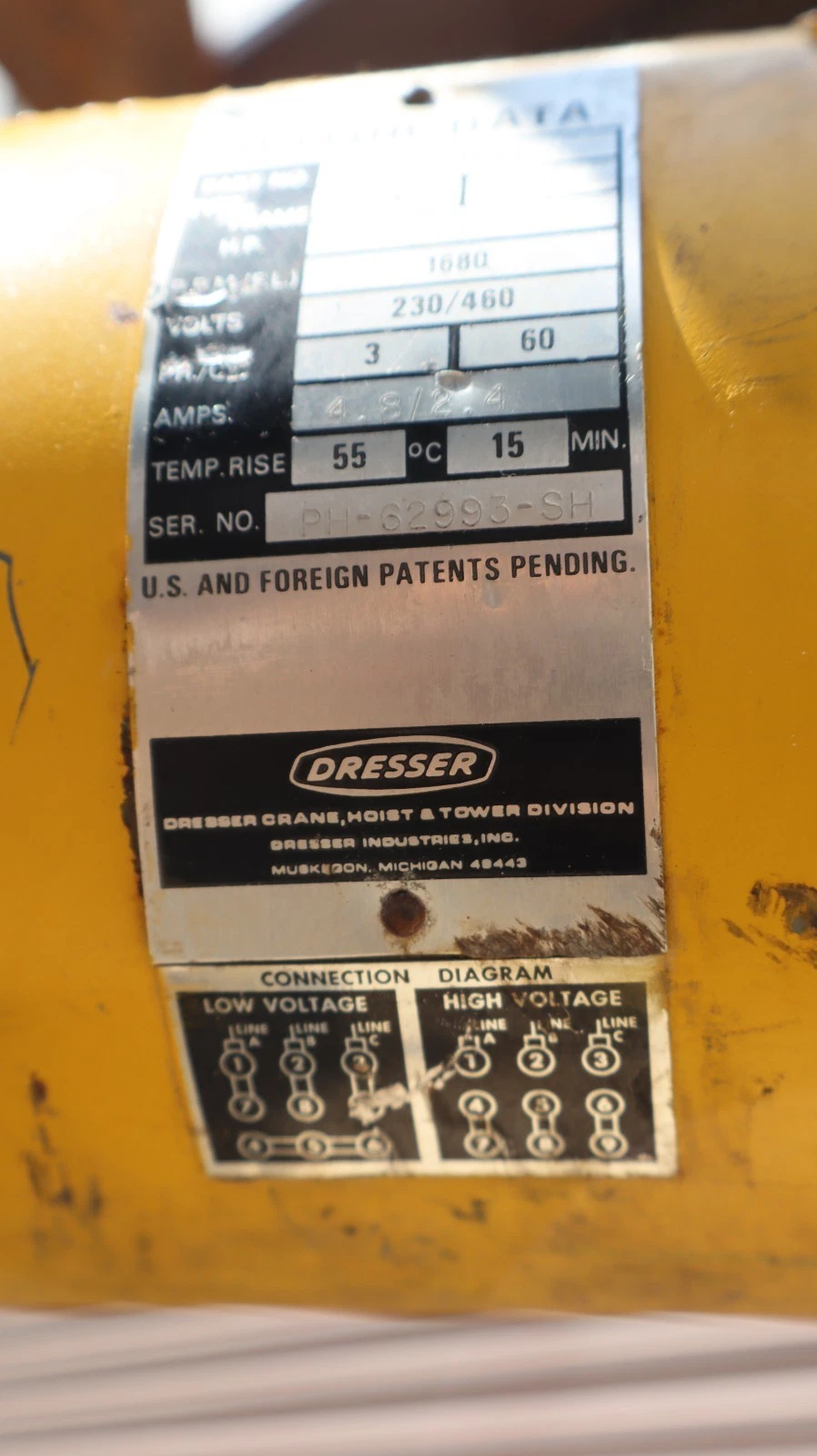 Used Budgit Chain Hoist 1 Ton 2000lb K-356-2 309826-87A  10" Chain Drop 230/460v 3ph
