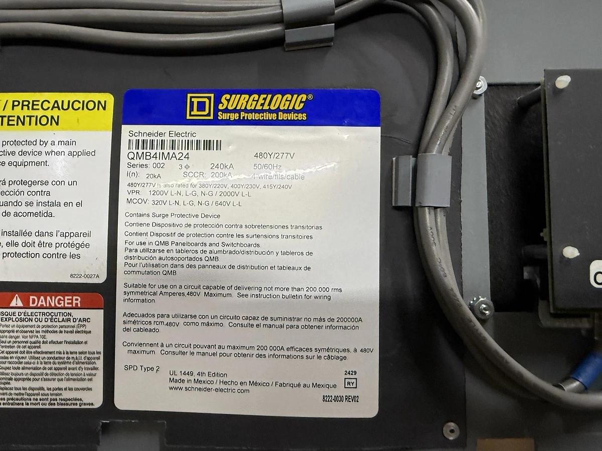 SQUARE D Surgelogic QMB Surge Protection Device QMB4IMA24 3ph 480y/277v 4w 240kA