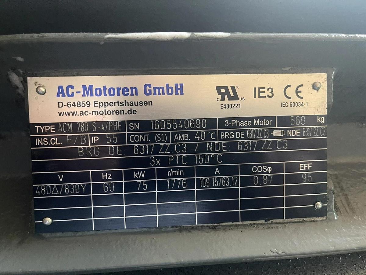 Used Hammelmann High Pressure Pump Unit 85.00072.2291 58kW Motor Hydro jet