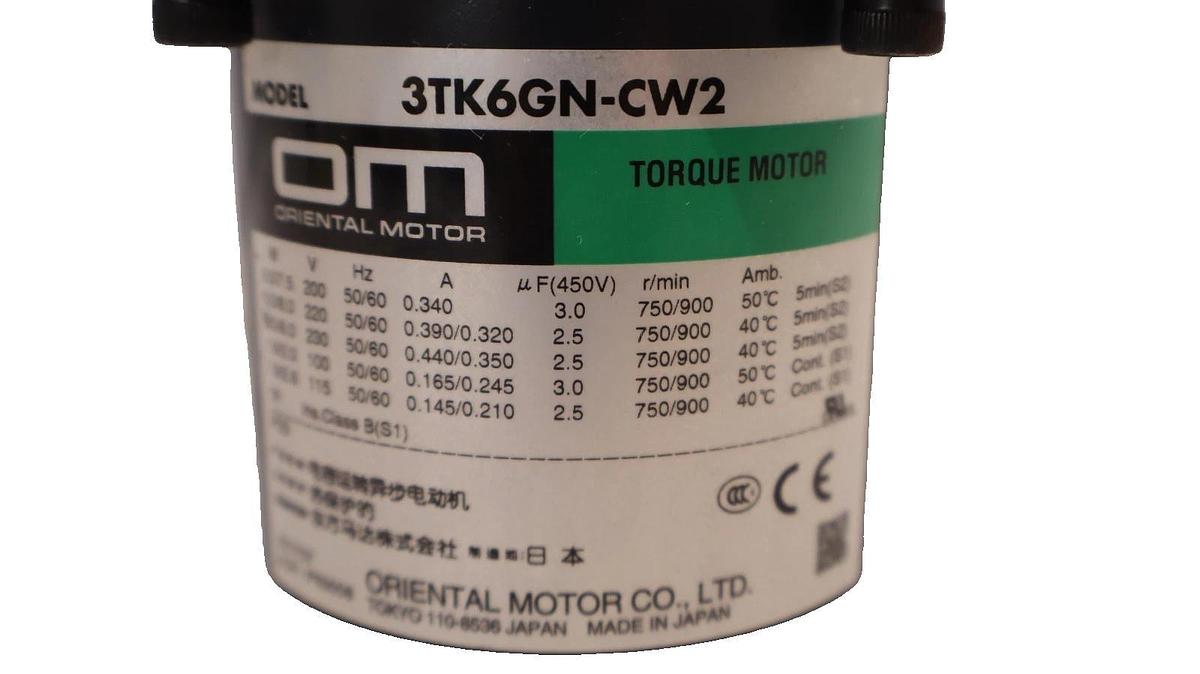 Used ORIENTAL MOTOR 3TK6GN-CW2 Torque Motor With 3GN18KF Gear Head