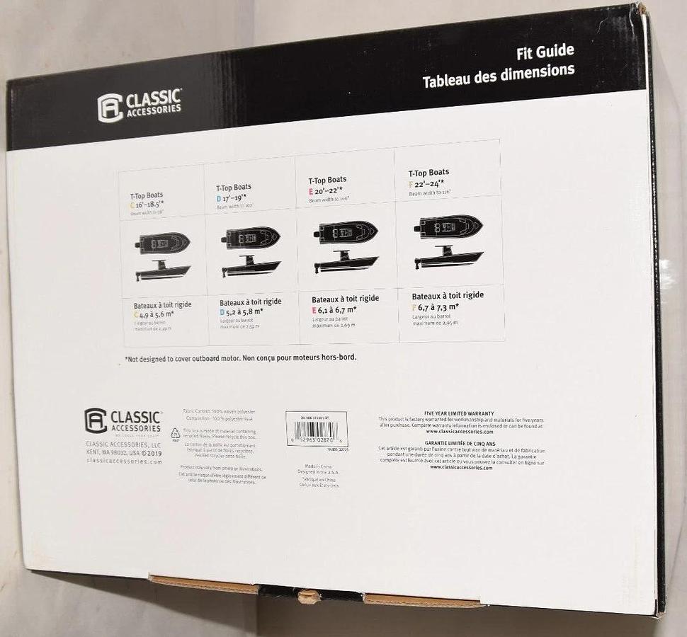 StormPro T-Top Boat Cover for Boats 20' - 22' L x 106'' W - Model E