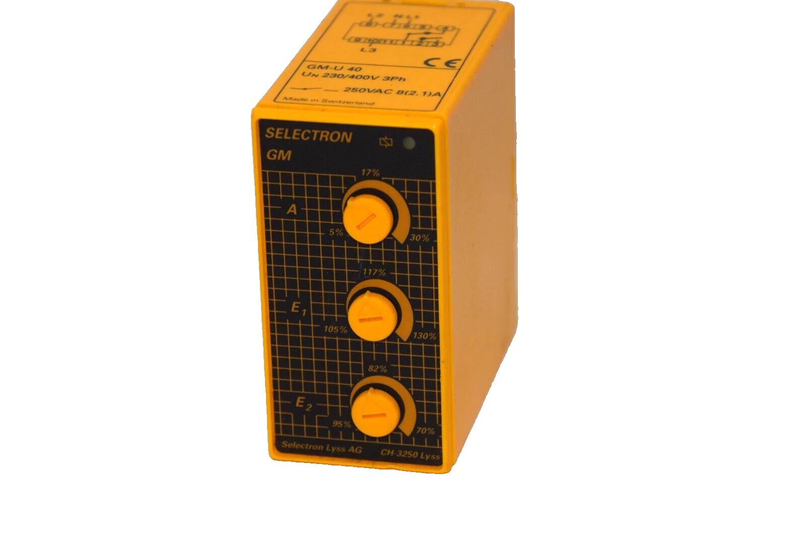 Used SELECTRON Lyss AG GM-U 40 GM-U40 CH-3250 Lyss  230/400V 3ph  Relay