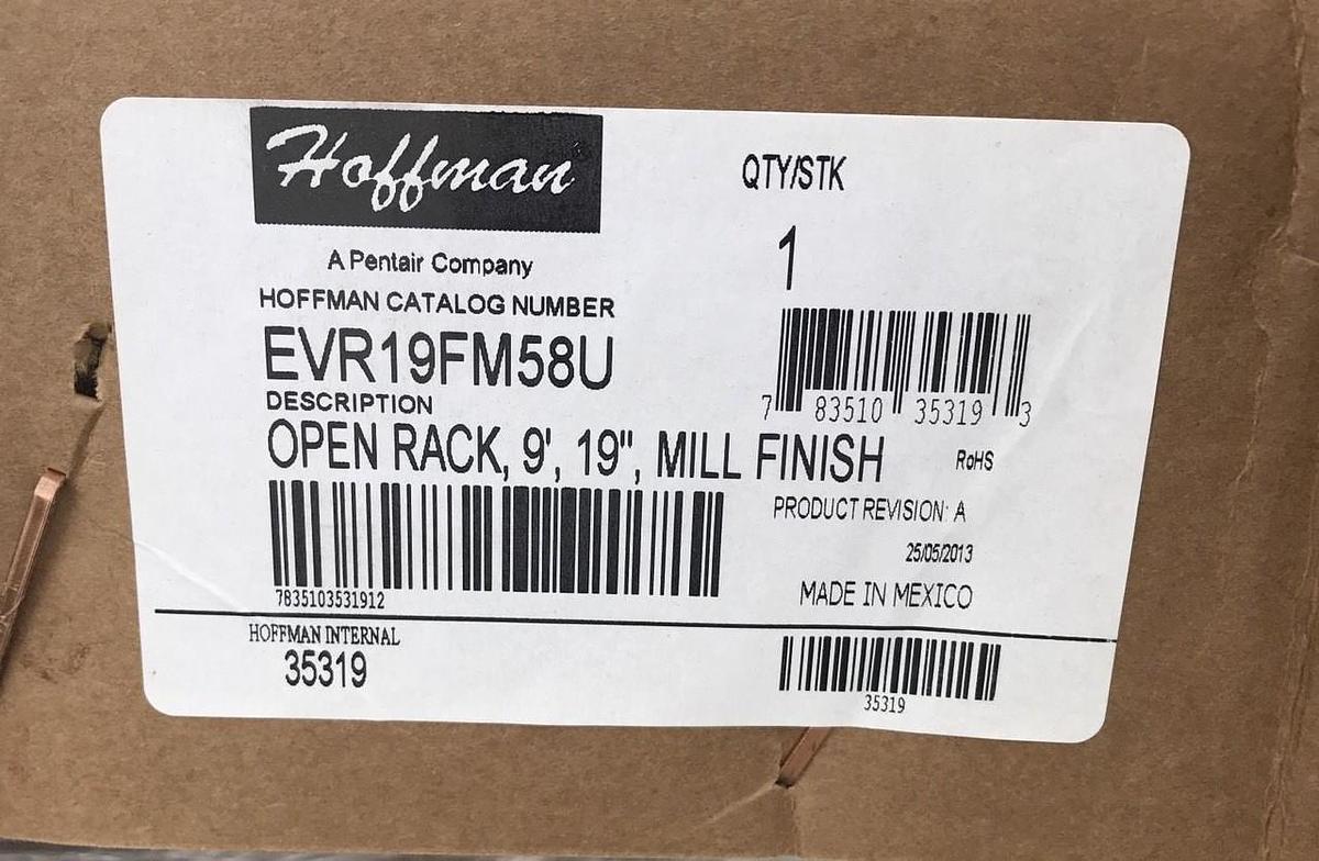 Hoffman EVR19FM58U Open LAN Rack, Equipment Rack  19"x 9', 58U, Mill Finish