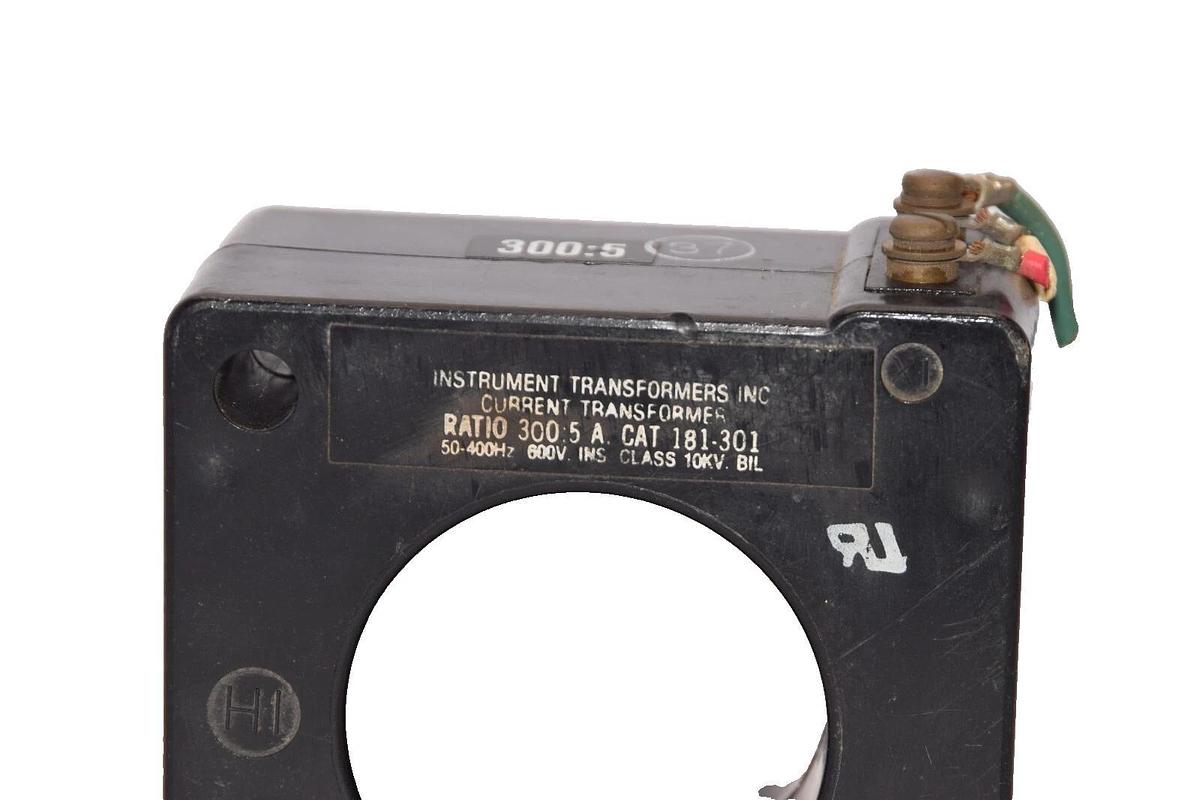 Used INSTRUMENT TRANSFORMER INC. 181-301 Ratio 300:5 A 600V Current Transformer