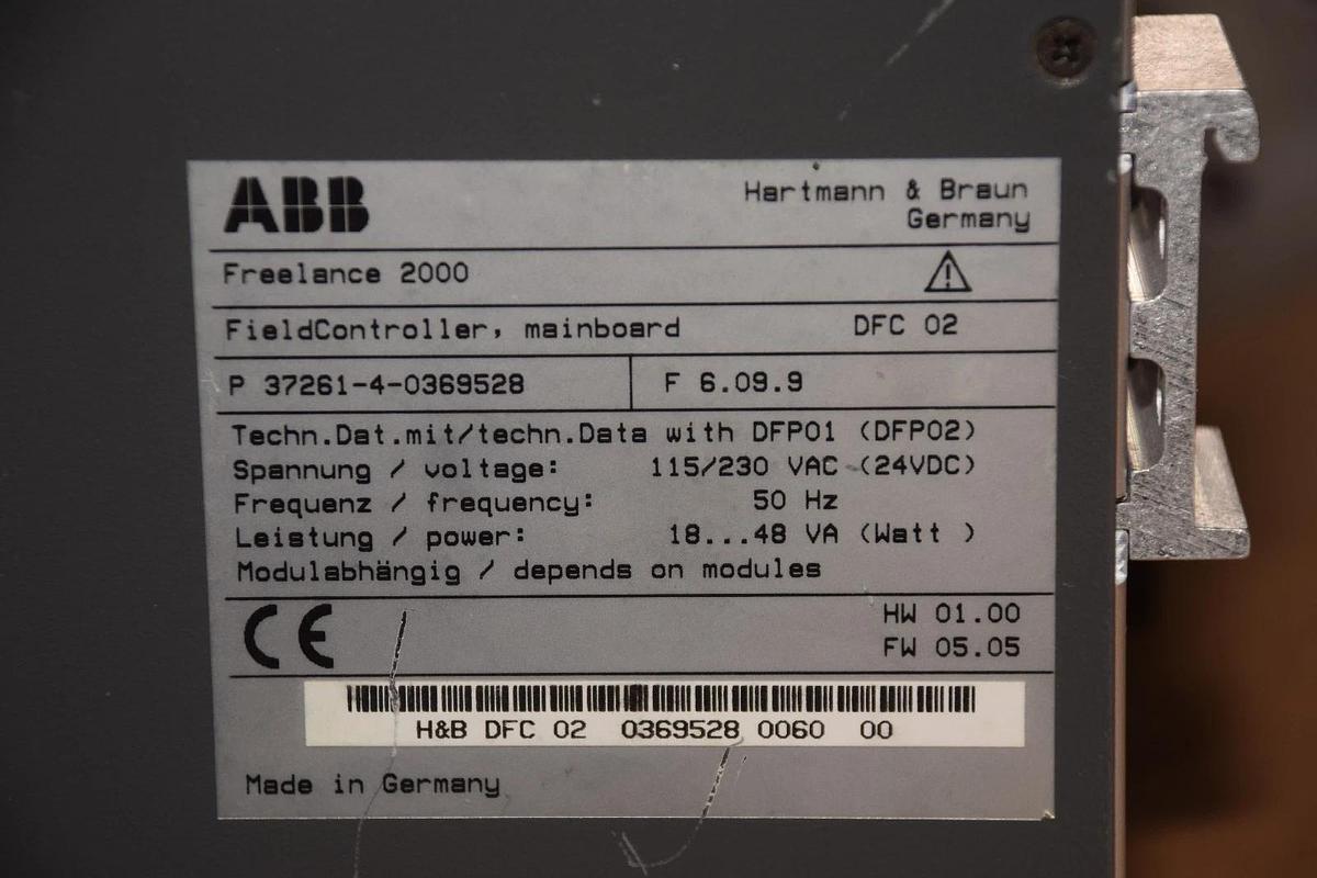 Used ABB FREELANCE 2000 FIELDCONTROLLER MINBOARD P 37261-4-0369528 3726140369528