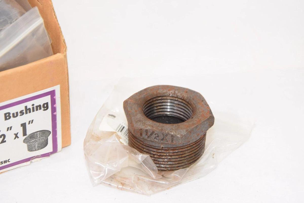 (NEW - Lot of 10) MUELLER 521-975HC 521975HC 1-1/2" x 1" Black Hex Bushing