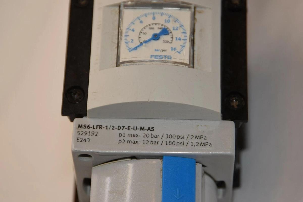 Used FESTO MS6-LFR-1/2-D7-E-U-M-AS 12/20Bar 180/300psi Filter Regulator
