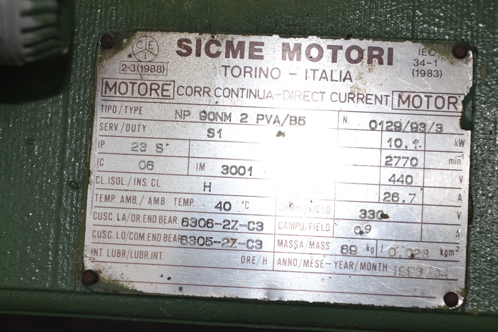 Used Sicme Motori NP90NM2PVA/B5 Bonfiglioli gear box 12.5 hp I 20.53 trpo MRAO 50/SN
