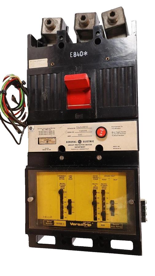 Used General Electric GE Breaker THJS3605G 500A 500 Amp 600v 3p VersaTrip Mod 2