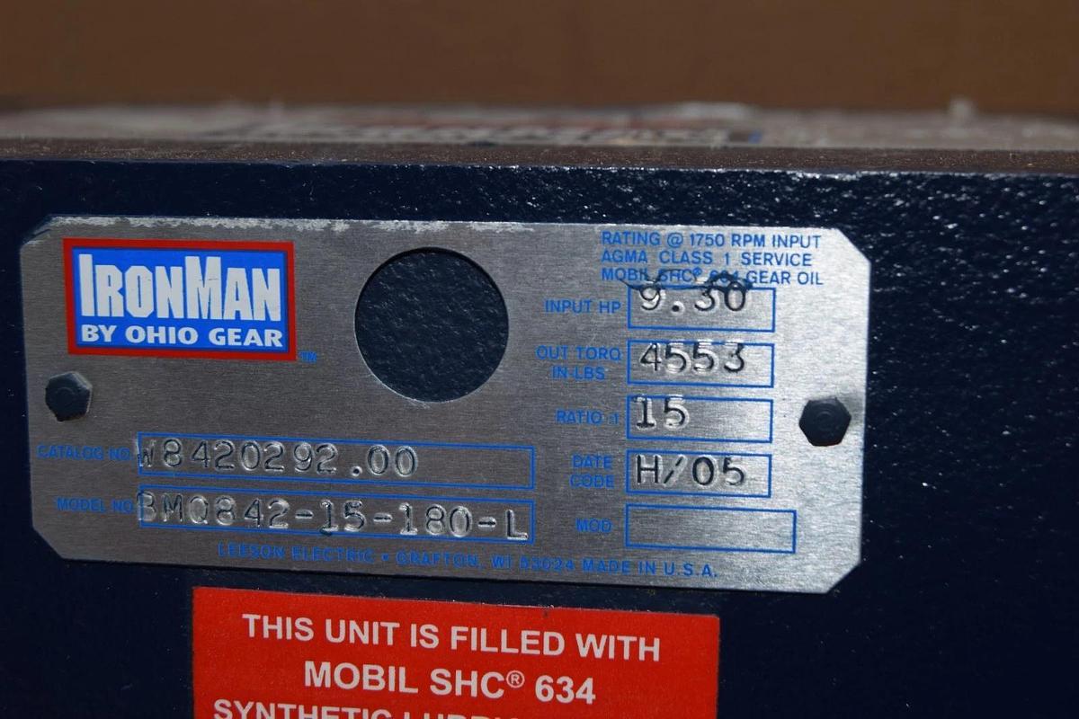 IronMan Ohio Gearbox Worm Speed Reducer W8420292.00 BMQ842-15-180-L 15:1 NOS