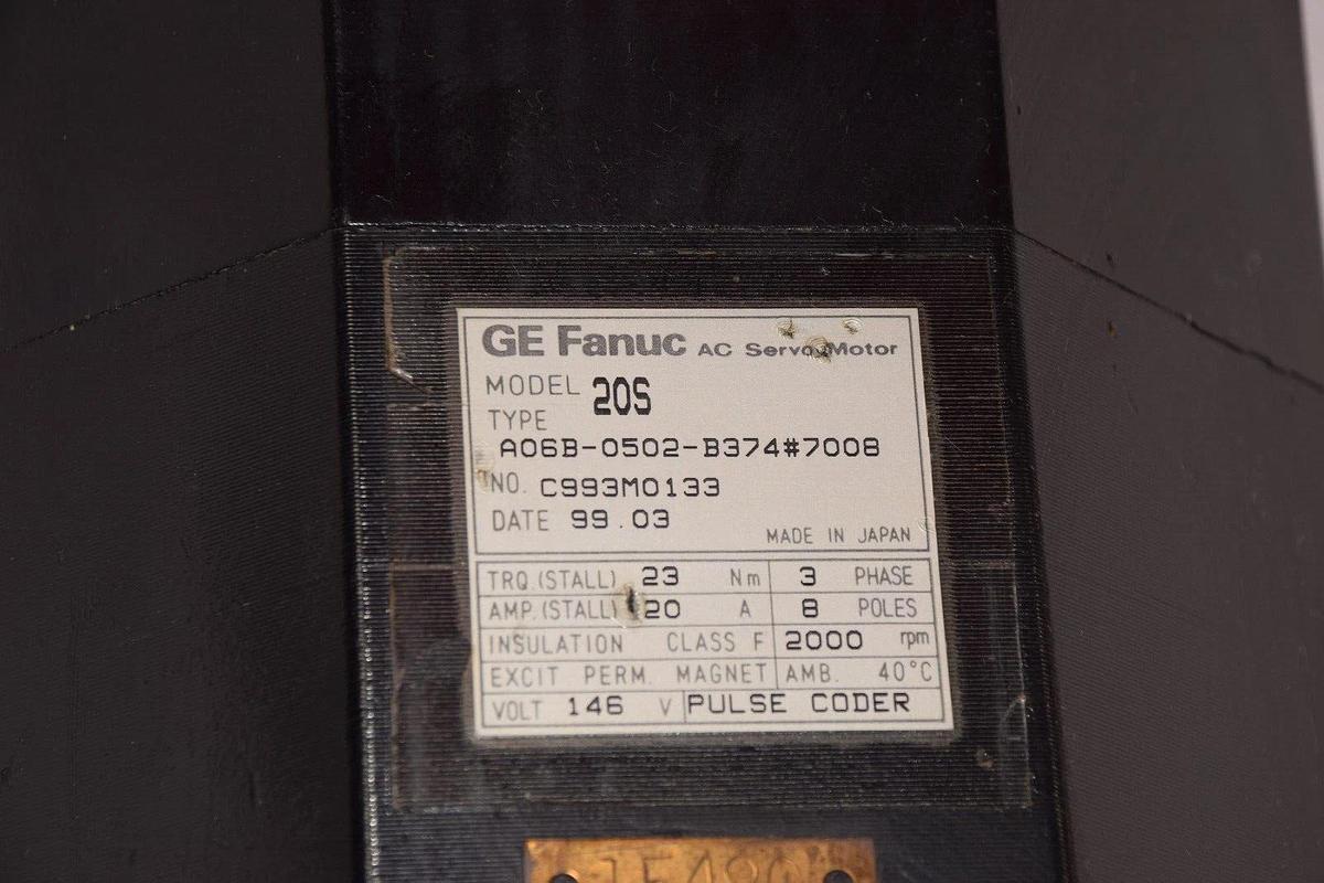 GE Fanuc AC ServoMotor 20S A06B-0502-B374#7008 23Nm 3ph 8p Class F  *Refurb*