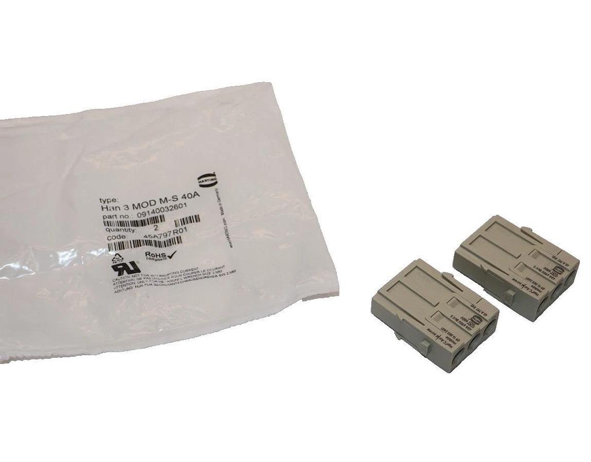 Harting Male Module Insert Han 3 MOD M-S 40A Plug 09140032601 2-Pack (New)