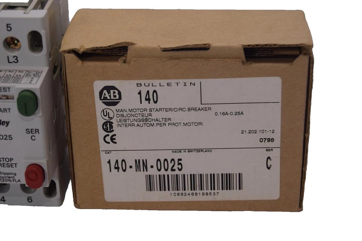 (NEW) ALLEN BRADLEY 140-MN-0025 Series C 0.16-0.25Amp Manual Motor Starter