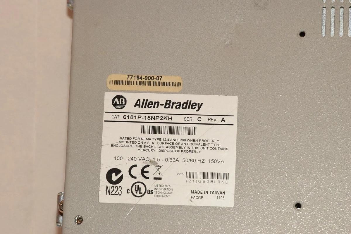 Used ALLEN BRADLEY 6181P-15NP2KH VersaView 1500P Operator interface INTEGRATED SYSTEM