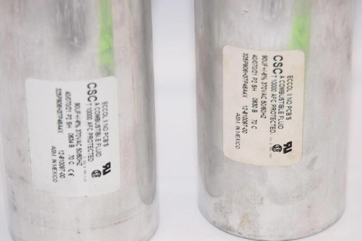 Used Lot of 2- CSC 12-810097-00 325P906H37P46A4X 90uF +/-6% 370Vac 50/60Hz Capacitor