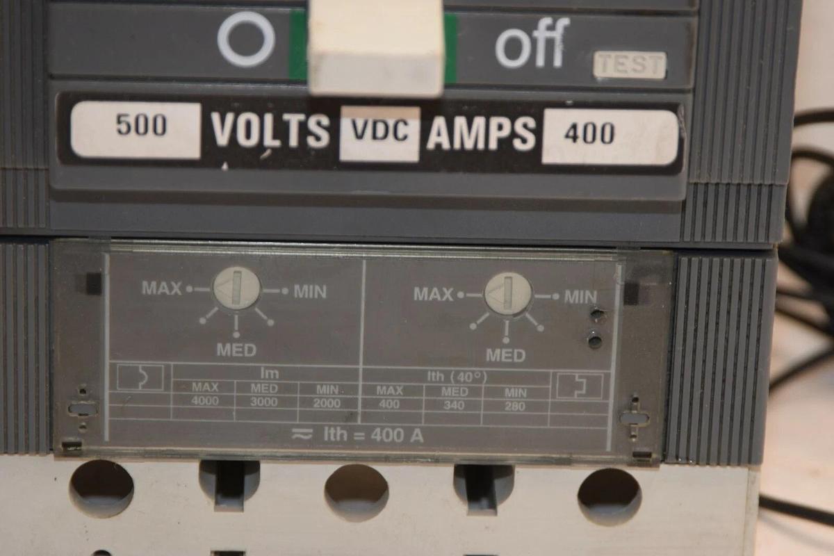 Used ABB 2P Circuit Breaker SACE S5 S5N 600Vac 500Vdc 400A 400 Amps 400 A ZZ-6725