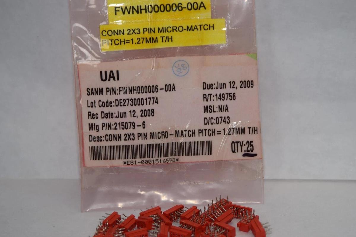 (NEW -Lot 25) 215079-6 2x3 Pin Micro Connector Match Pitch 1.7mm T/H