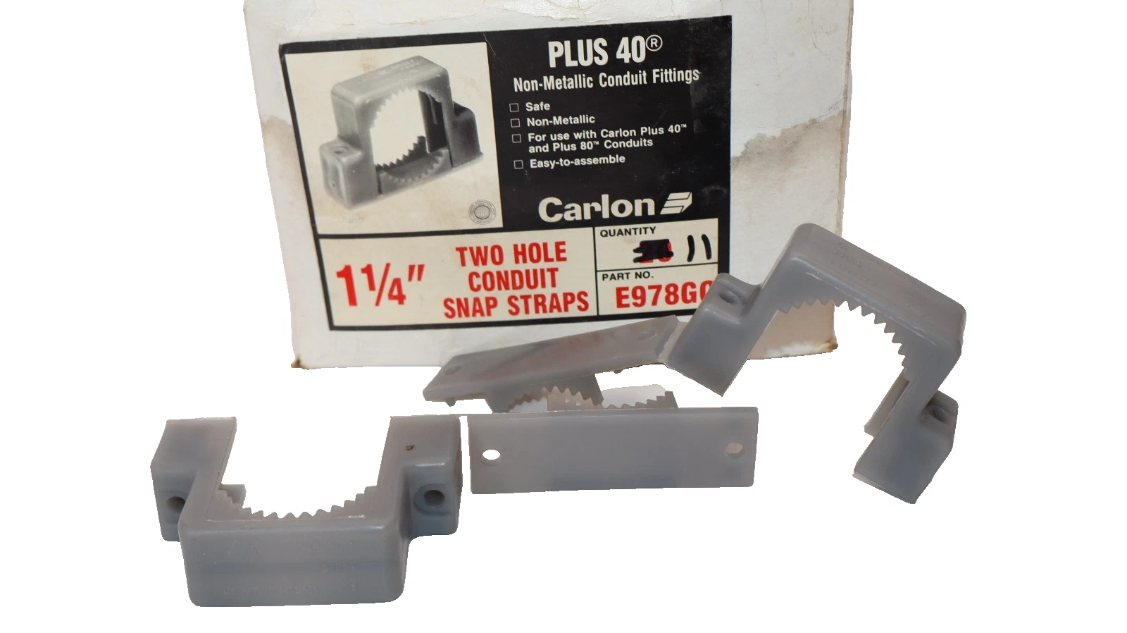 Carlon Two Hole Conduit Snap Straps 1-1/4" E978GC Non-Metallic (New - Box of 11)