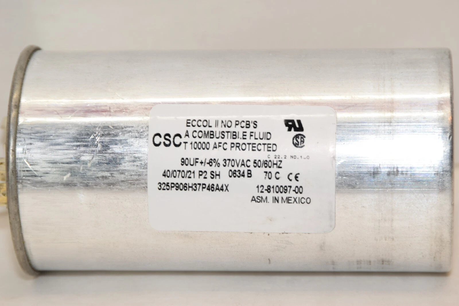 Used Lot of 2- CSC 12-810097-00 325P906H37P46A4X 90uF +/-6% 370Vac 50/60Hz Capacitor