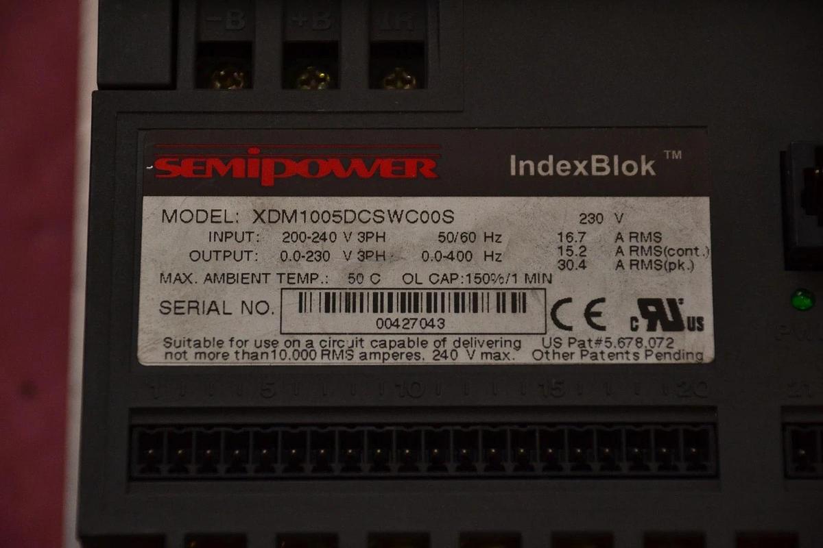 Used SEMIPOWER INDEX BLOK INDEXBLOK DRIVE XDM1005DCSWC00S 230 V 3 PH