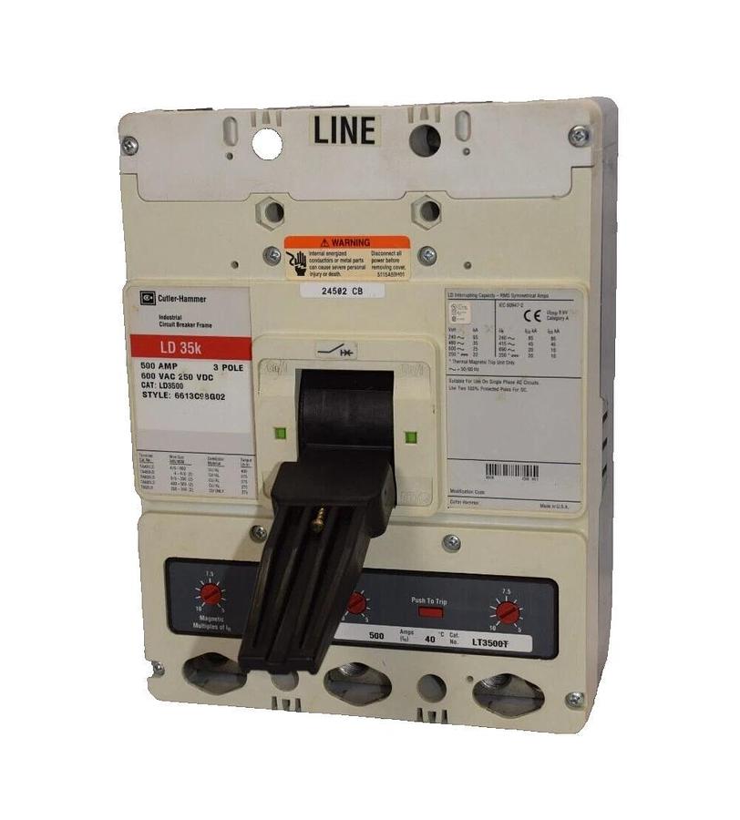 Used Cutler Hammer Breaker LD3500 LD35k 500 Amp 500A 6613C98G02 3pole 600vac  *read*