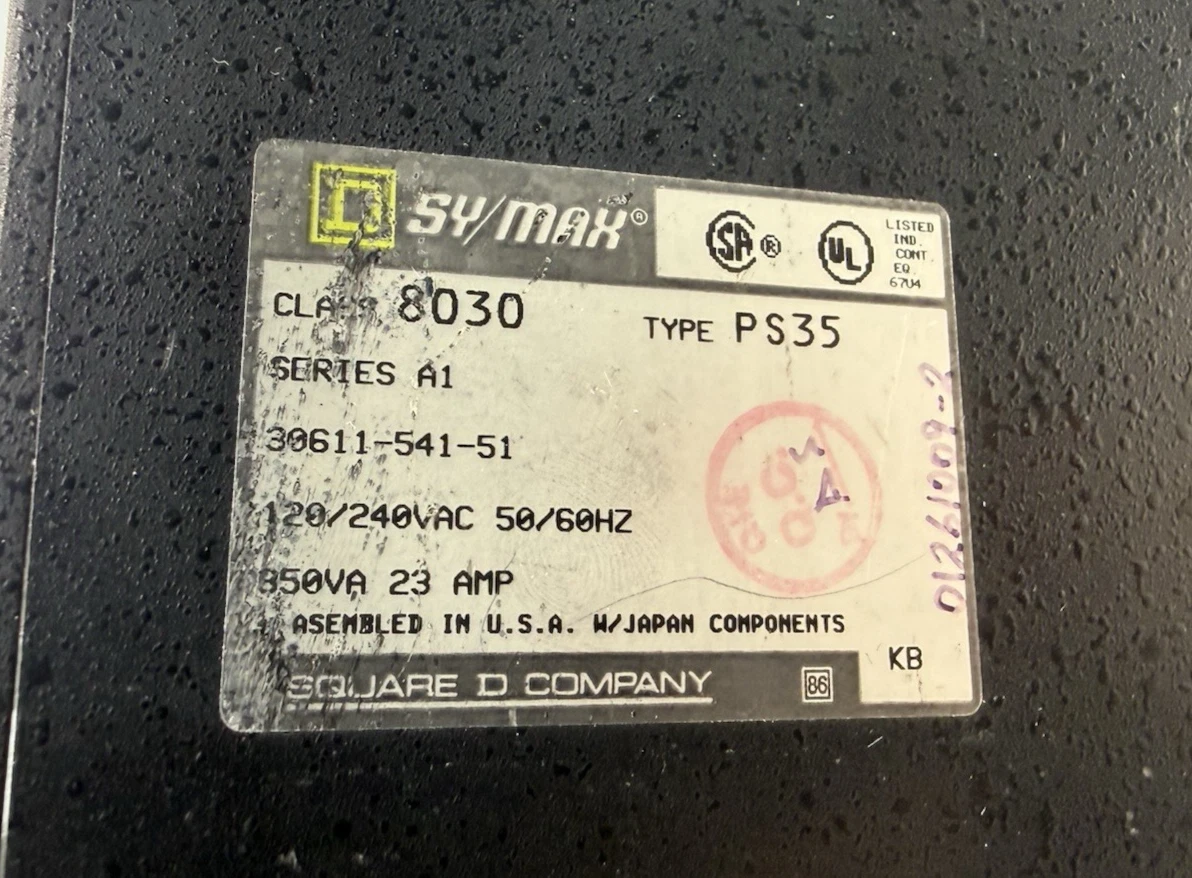 Refurbished SQUARE D SY/MAX CLASS 8030 Type PS35 Power Supply 8030, PS 35, PS35 PS-35 Ser A1