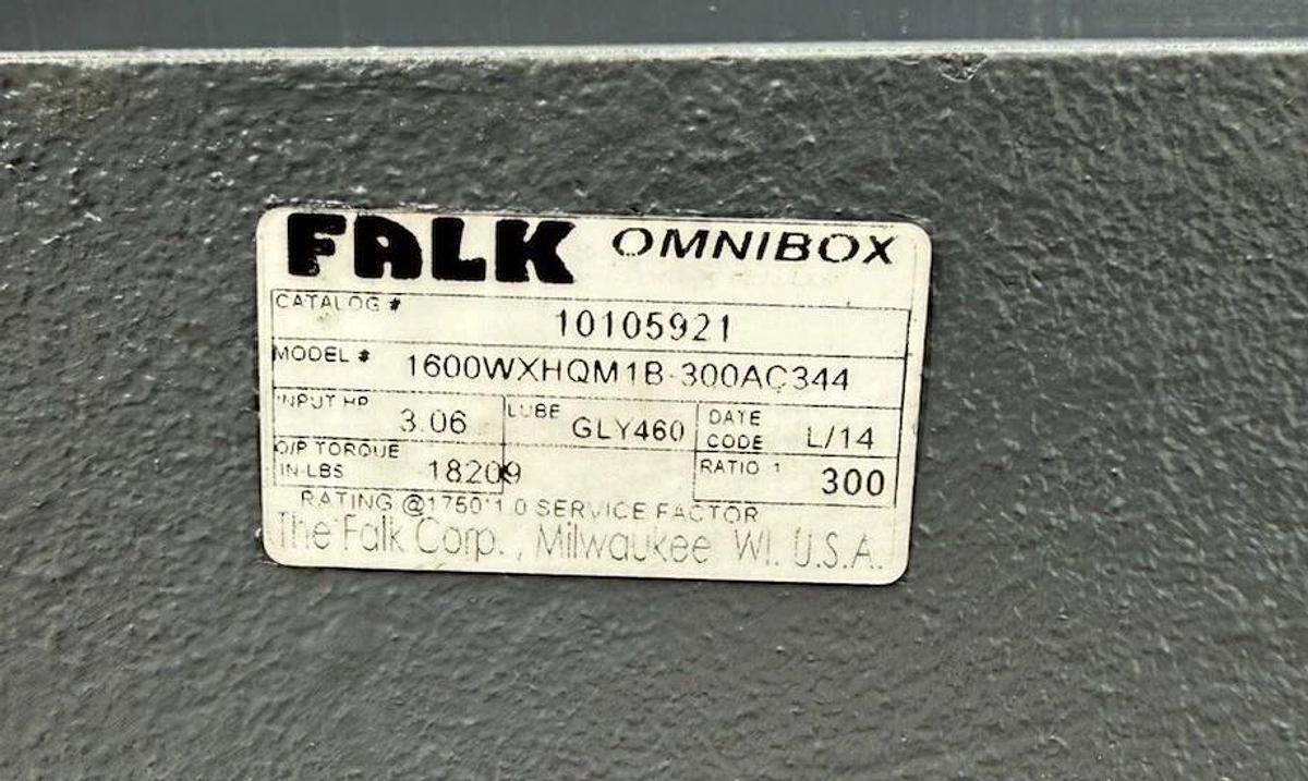 Falk OmniBox Gearbox Speed Reducer 10105921 1600WXHQM1B-300AC344 300:1 Ratio
