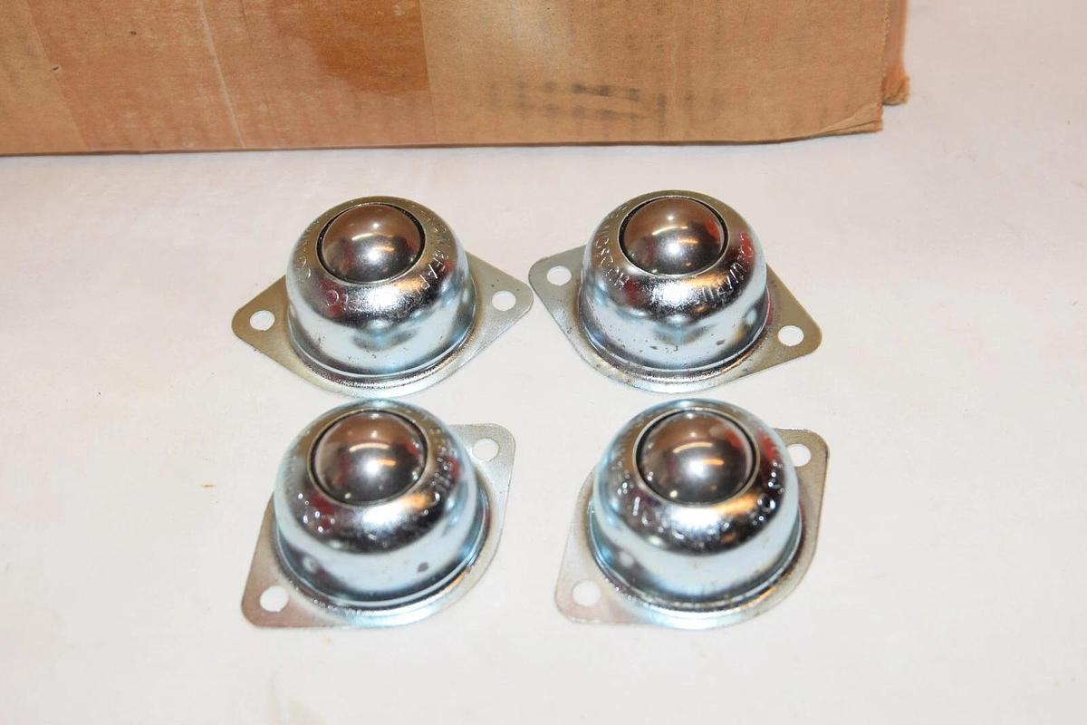 (NEW - Lot of 4) HUDSON BEARINGS Ball Transfer Unit 1" Stud x 1/4" Threaded Stem