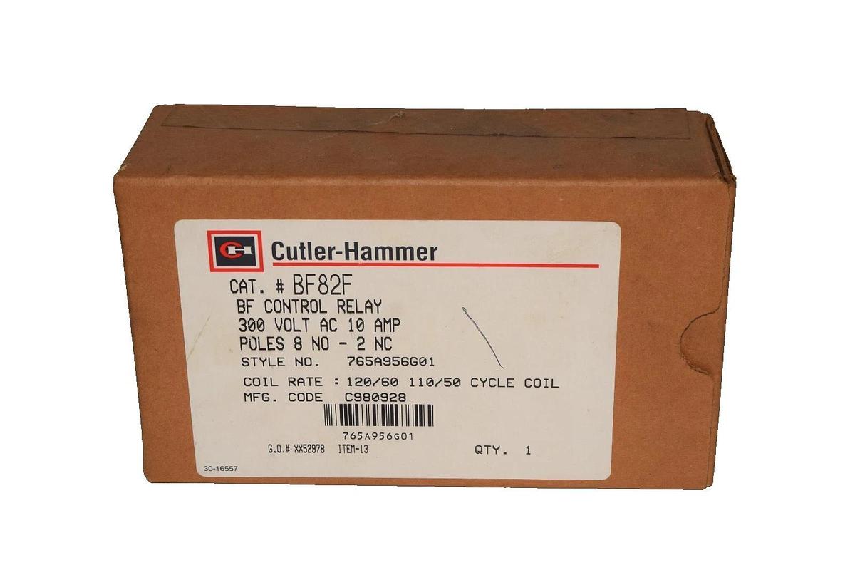 Cutler Hammer BF Control Relay BF82F 300V 10A 8NO 2NC 10 Amp 110/120v coil (NIB)