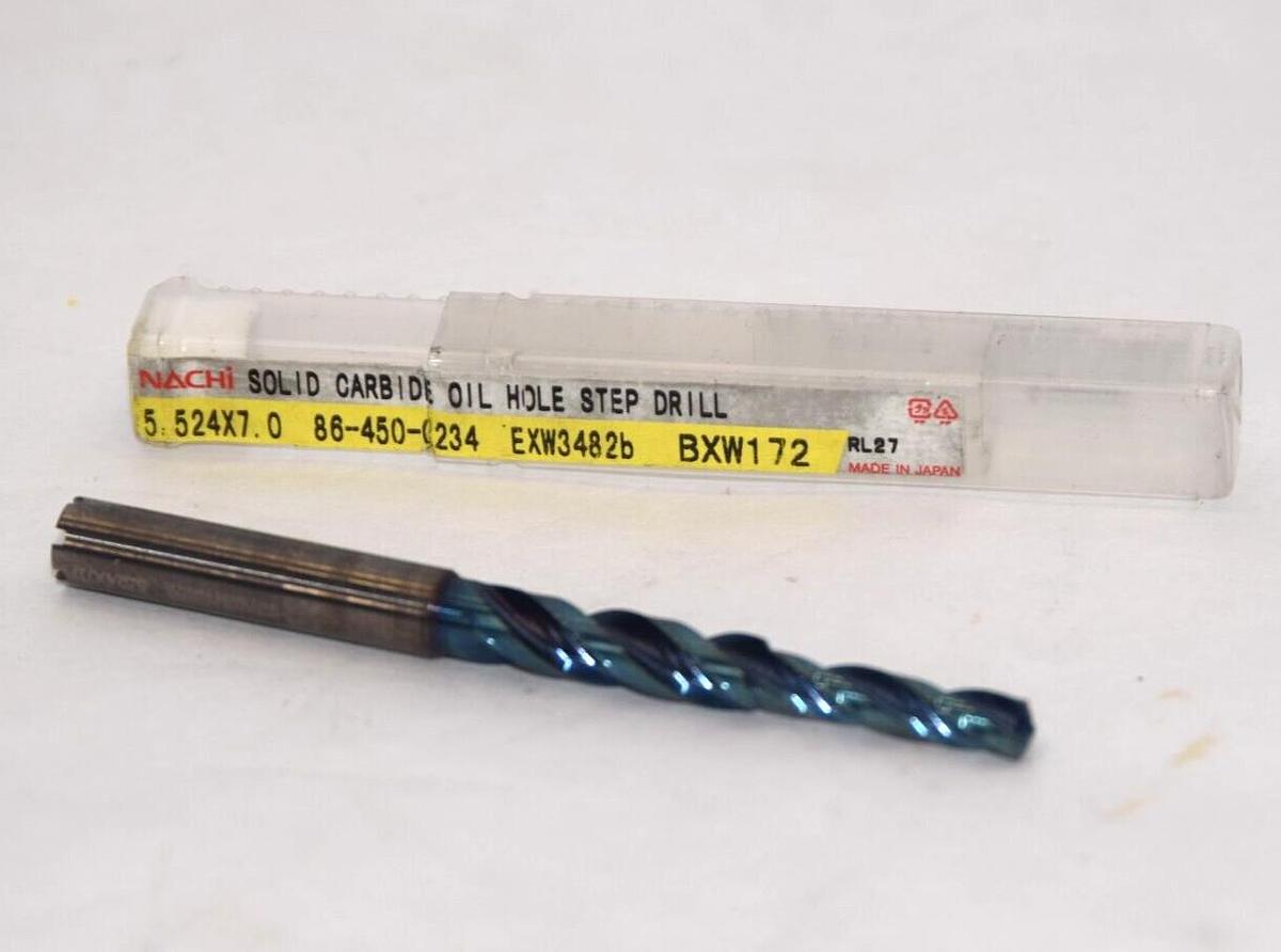 (NEW) NACHI 5.524x7.0 86-450-0234 EW3482b Solid Carbide Oil Hole Step Drill Bit