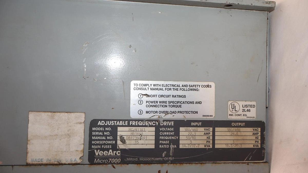 Used FURNAS VeeArc Micro7000 Drive MCJ411K1 15HP 15 hp 3PH 22.3A 380/460v