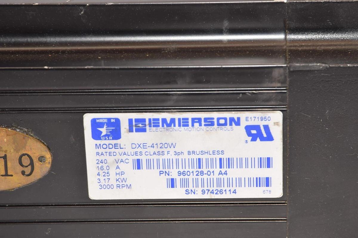 Used Emerson CONTROL TECHNIQUES DXE-4120W Servo Motor, 240V,DXE4120W, 960128-01 A4