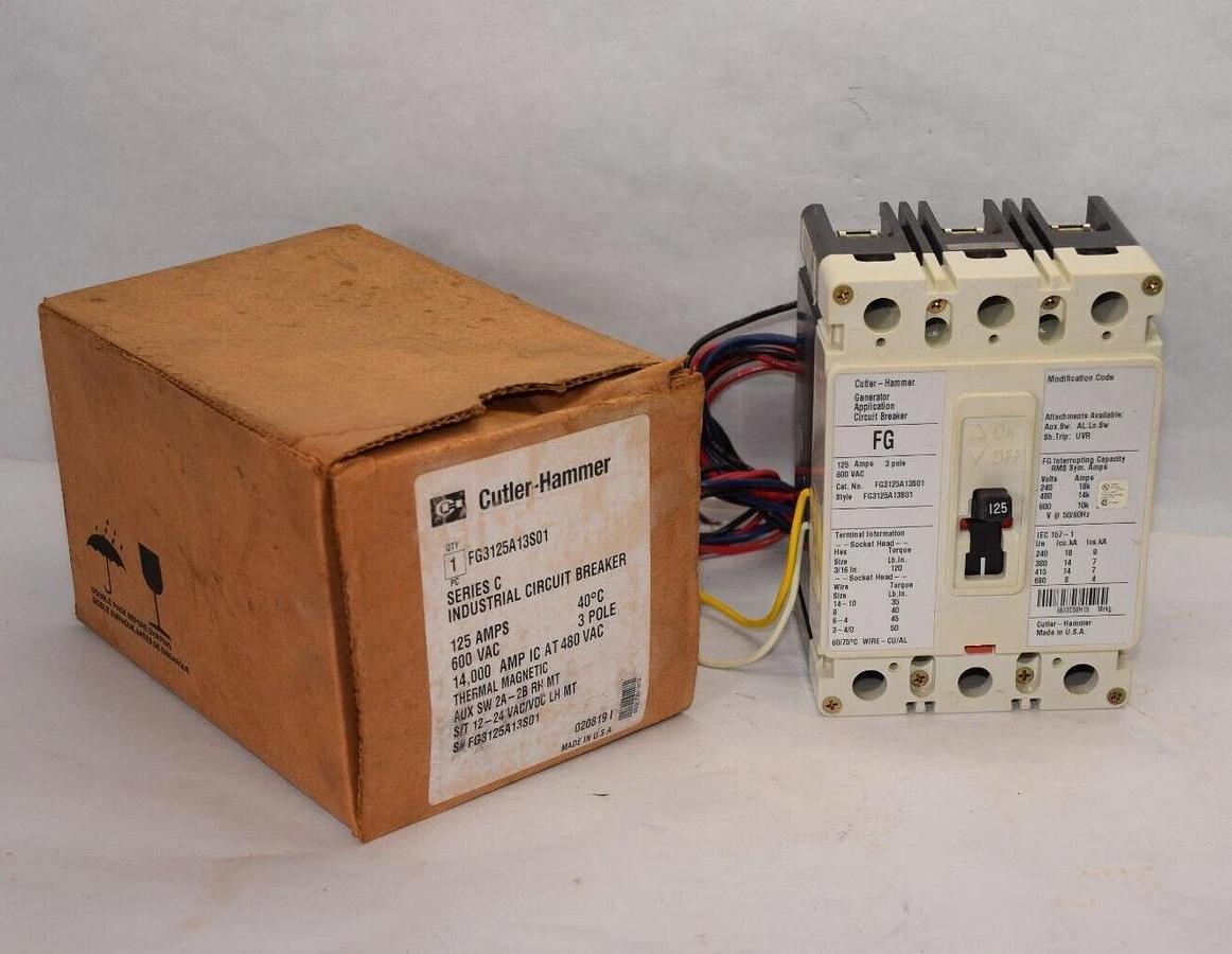 Cutler Hammer FG Generator Application Breaker FG3125A13S01 125A 600V 3p NEW