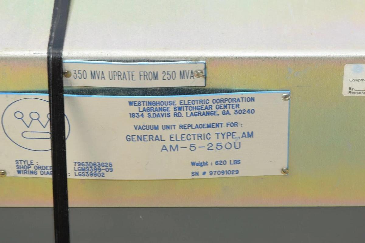 Used Cutler Hammer 50VCP-WR350 Vacuum Circuit Breaker 4.76 KV, 1200A, 1200 Amp VCP-WR