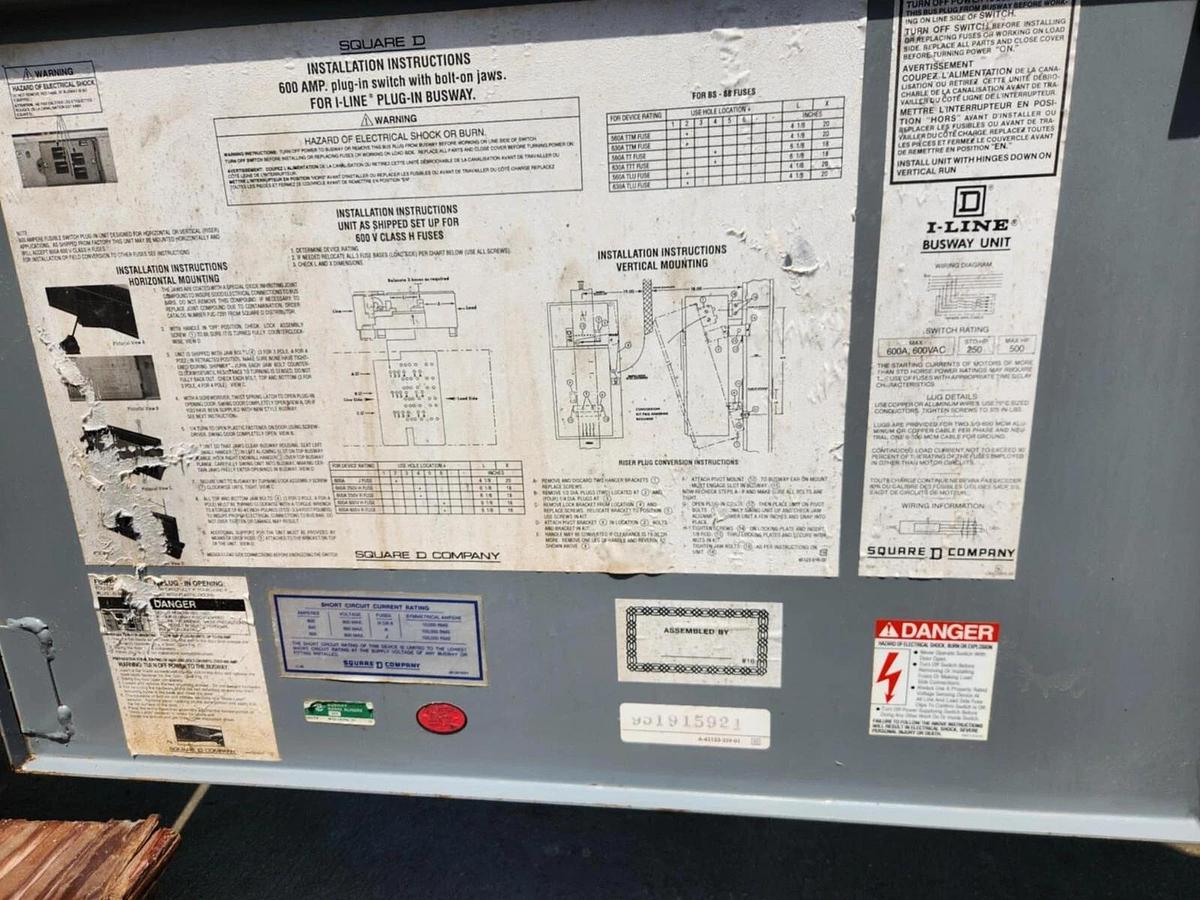 Used SQUARE D I-Line Fusible Busway Switch PBQ3660G 600A 600 Amp Ser 6 3P3W 600v 3ph