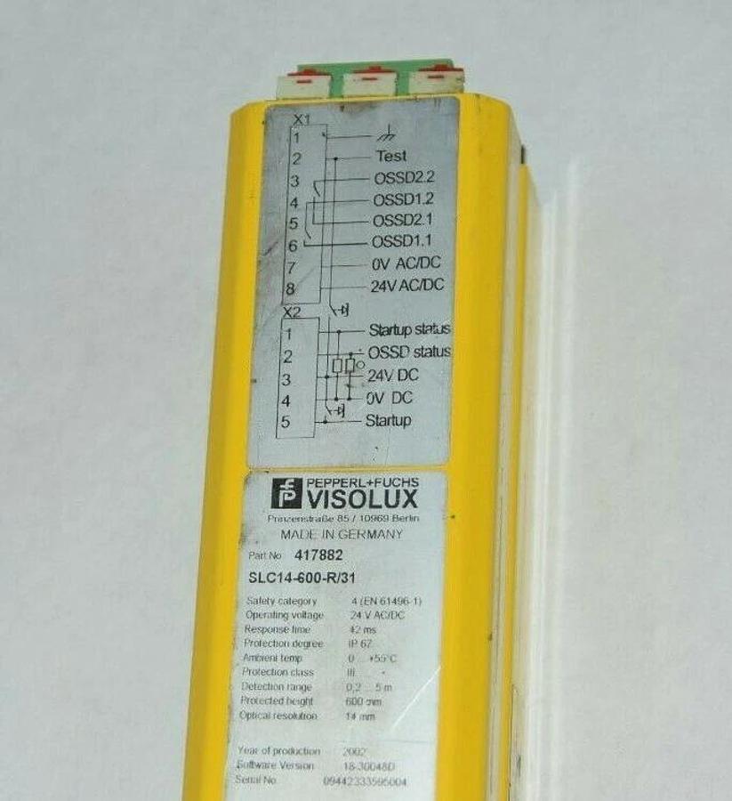 Used PEPPERL + FUCHS Visolux SLC14-600-R/31 417882 Photo Safety Sensor
