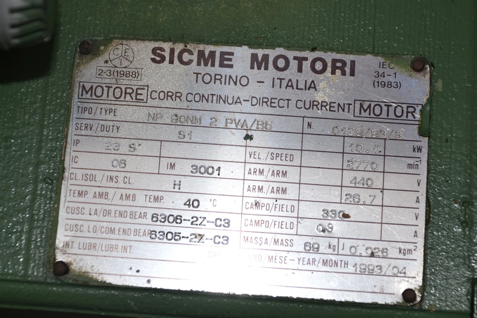 Used Sicme Motori NP90NM2PVA/B5 Bonfiglioli gear box 12.5 hp I 20.53 trpo MRAO 50/SN