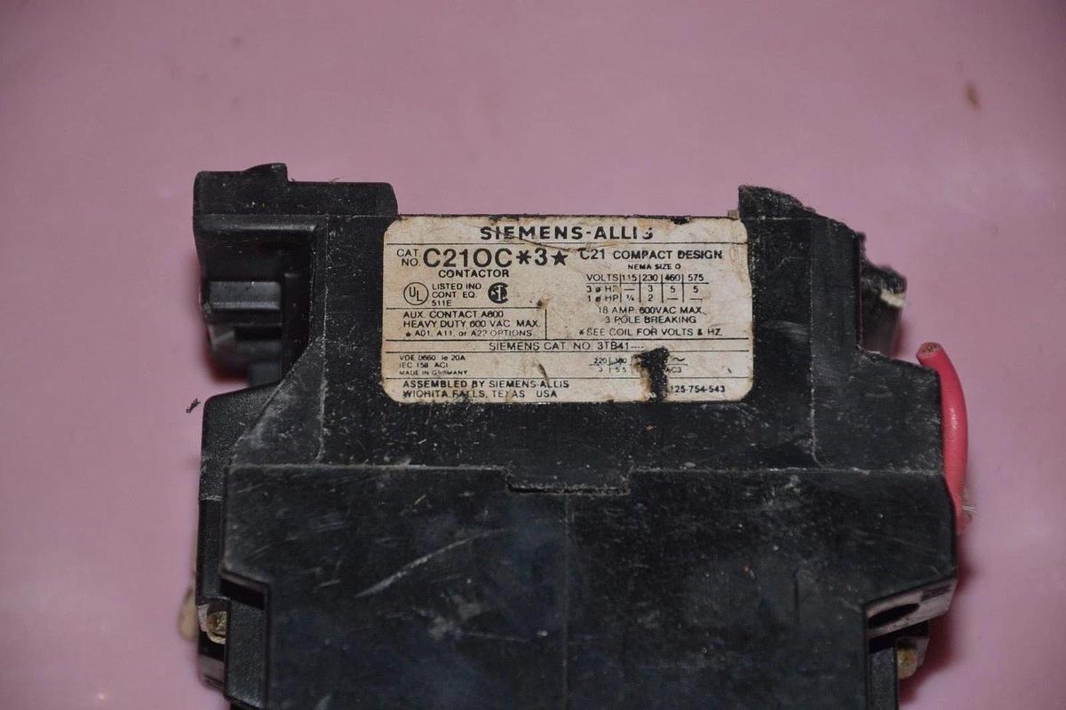 Used SIEMENS CONTACTOR C210C*3 C21OC*3 C210C *3 SIZE Sz 0 110/120v coil