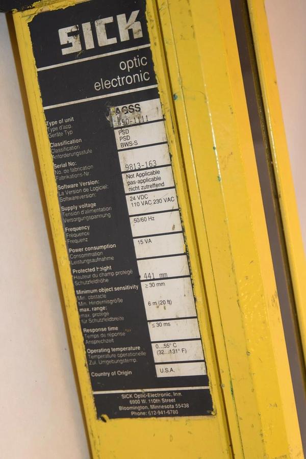 Used SICK 441mm Light Curtain AGSS 450-1111 AGSS4501111 24Vdc 50/60Hz