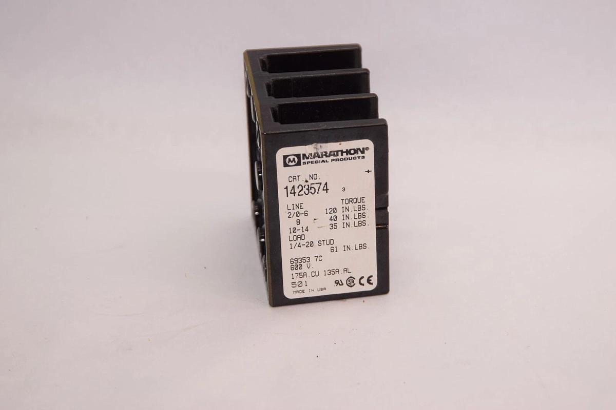 Used MARATHON 1423574 600V 175A CU , 135A AL Terminal Block