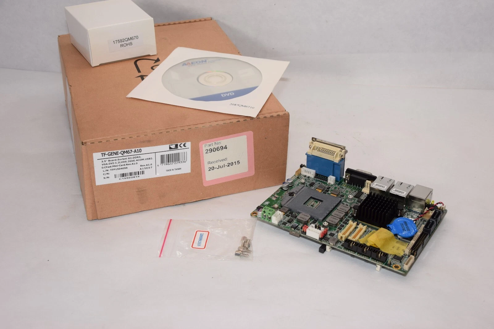 (NEW) AAEON TF-GENE-QM67-A10 , 290694 3.5" Board Socket G2.DDR3