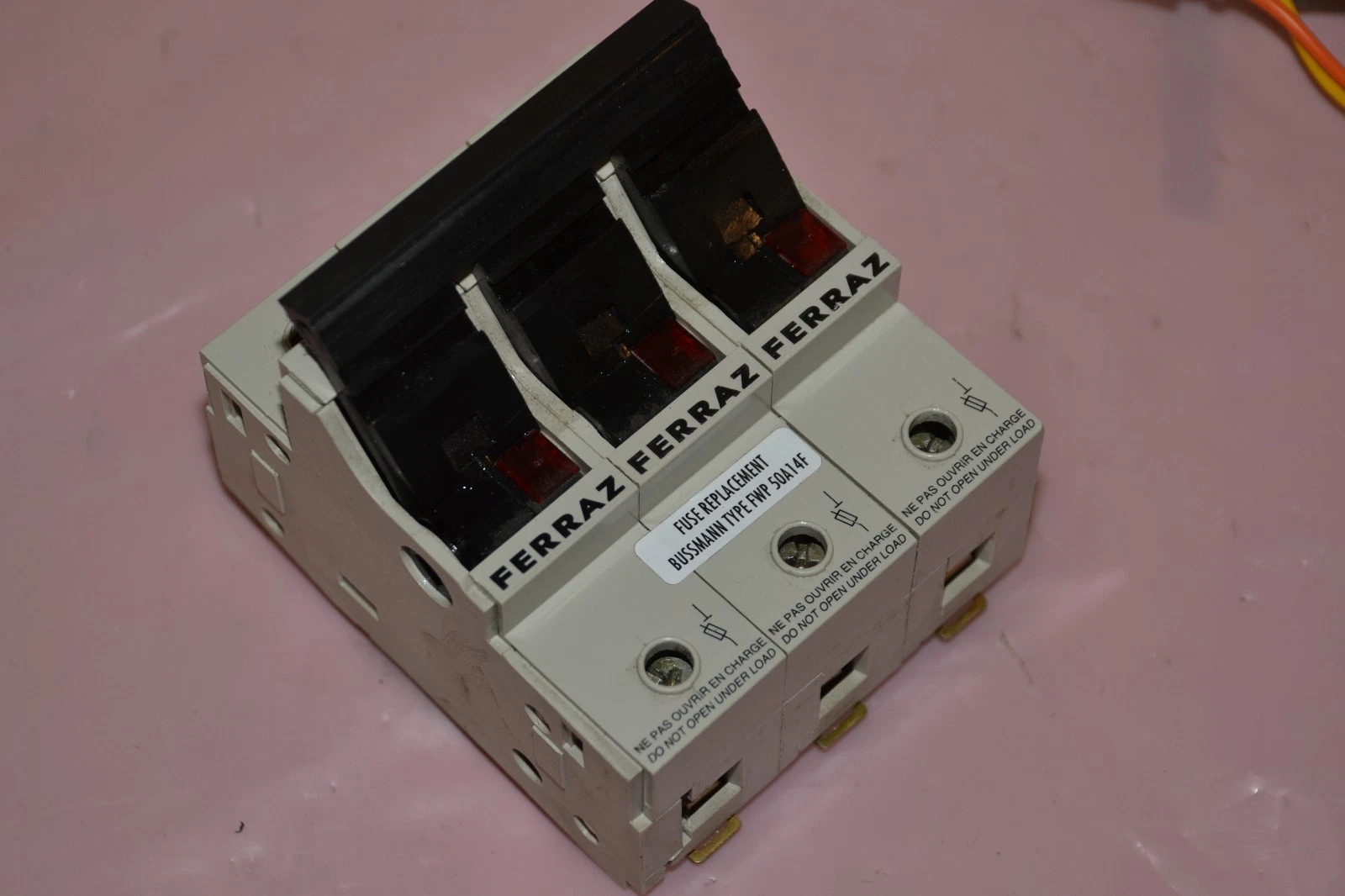 Used (LOT OF 3) FERRAZ ST14 50A 690V FUSE HOLDER