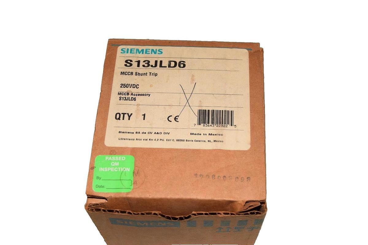 Siemens MCCB Shunt Trip 250Vdc S13JLD6 (New)