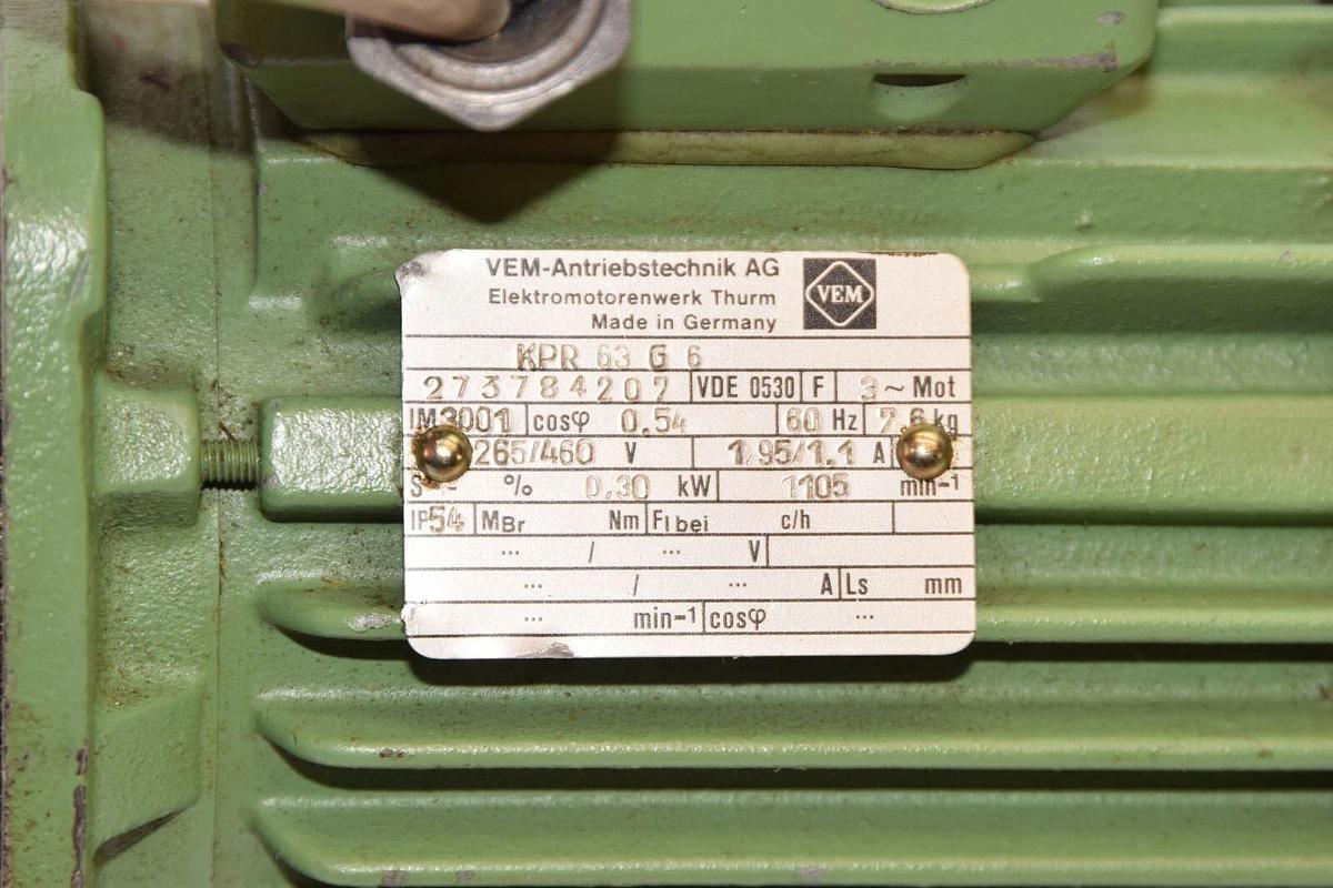 Used VEM MOTORS THURM KPR 63 G 6 273784207 265/460V 60Hz 0.30kW Electric Motor