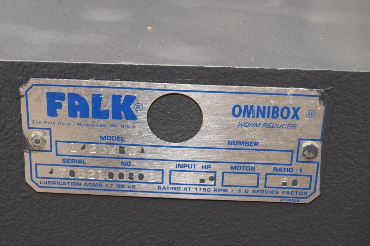 FALK Omnibox Worm Speed Reducer 1425WB2A 60:1  2.69hp (NOS)
