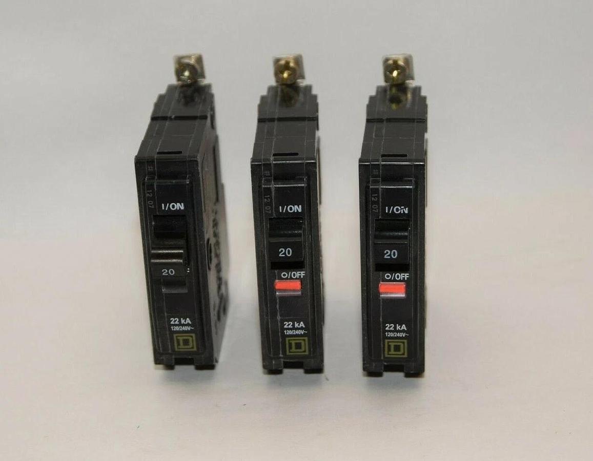 (NEW - Lot of 3) SQUARE D Q0B QOB Issue No. DR-6013 20A 20 Amp A Breaker