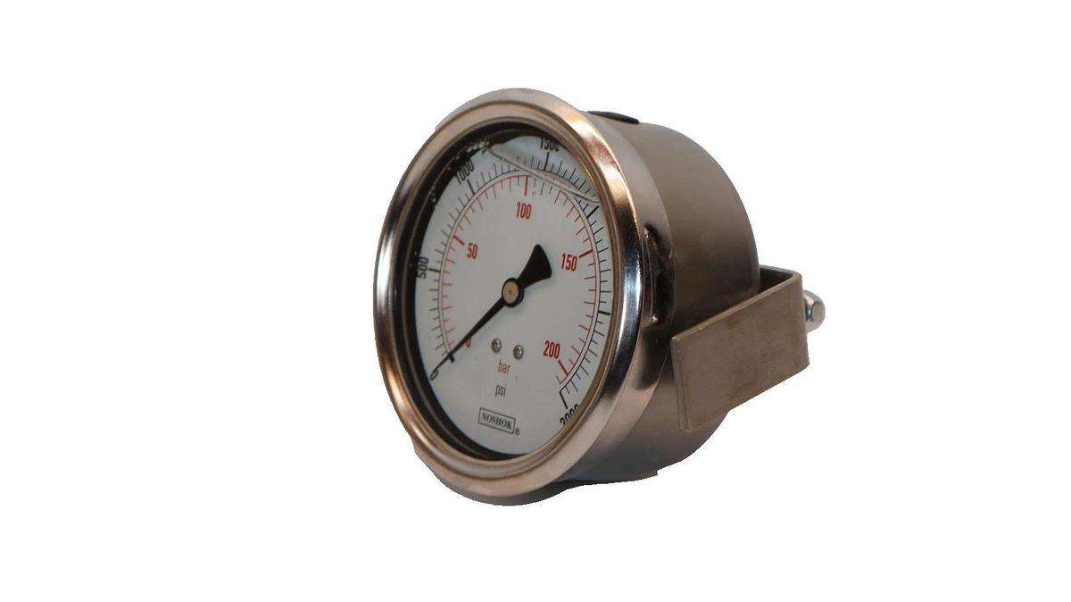 NOSHOK Back Connection Gauge 0-3000psi Liquid Filled 1/4 NPT 206.8 Bar (NEW)