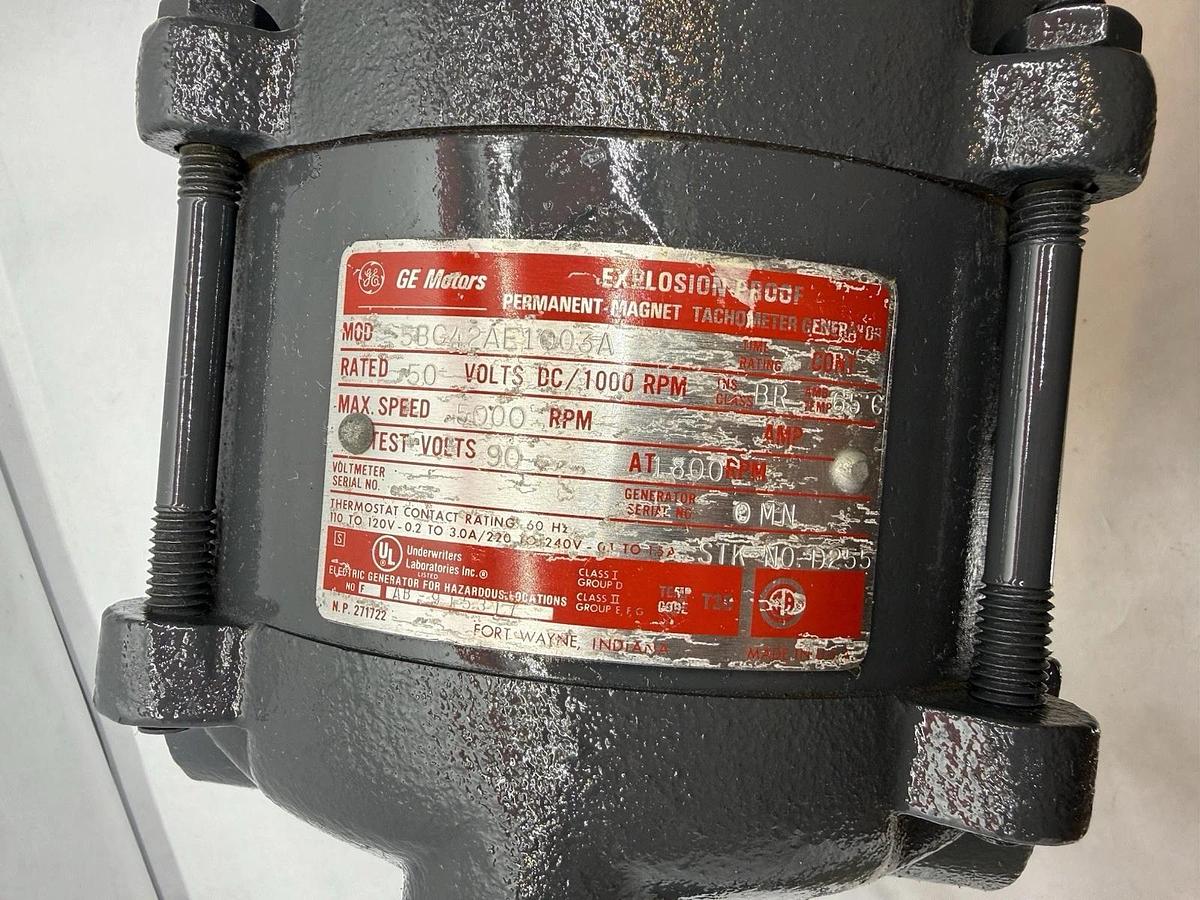 GE Motor 5BC42AE1003A Explosion Proof Permanent Magnet Tach Generator Tachometer