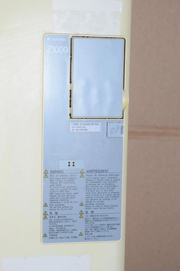 Used Yaskawa AC Drive Z1B1B034PMB Z1000 Bypass Inverter 3ph 480v 34a CIMR-ZU4A0034FAA